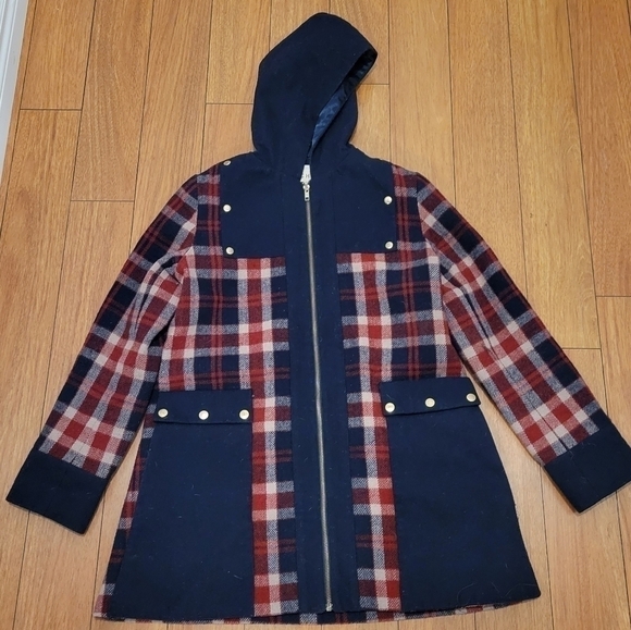 Anthropologie  Plaid Wool Dark Academia Lined Heritage Swing Jacket Coat - Picture 7 of 11